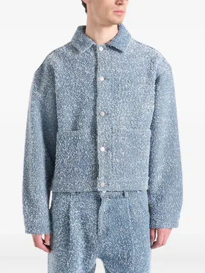 Manière De Voir Damien Bouclé Back-pleat Jacket In Blue