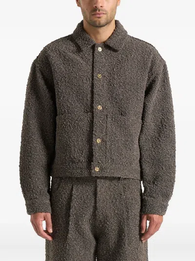 Manière De Voir Damien Boucle Back-pleat Shirt Jacket In Brown