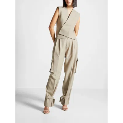 Manière De Voir Danielle Straight Pleated Cargo Trousers In Neutral