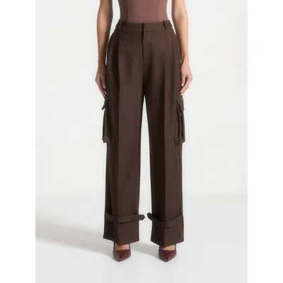 Manière De Voir Danielle Tailored Pleated Cargo Trousers In Brown