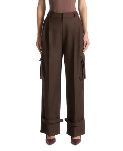 Manière De Voir Danielle Tailored Pleated Cargo Trousers In Brown