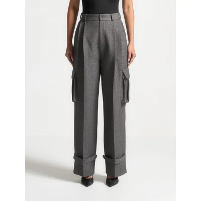 Manière De Voir Danielle Tailored Pleated Cargo Trousers In Gray