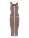 Manière De Voir Daphne Ribbed Button-front Midi Dress In Brown