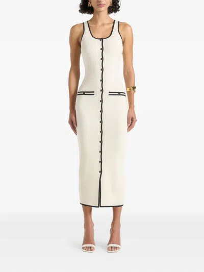 Manière De Voir Daphne Ribbed Midi Dress In White