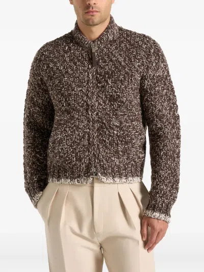 Manière De Voir Darel Chunky-knit Jacket In Brown