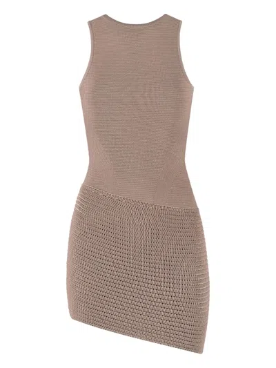 Manière De Voir Detachable-asymmetric Mini Dress In Brown