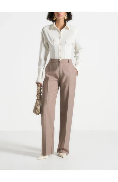 Manière De Voir Doria Tailored Trousers With Waistband Detail In Brown