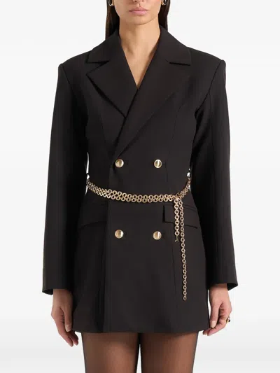 Manière De Voir Double Breasted Chain Blazer Dress In Black