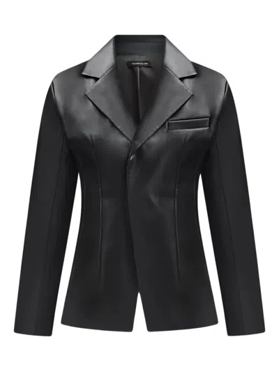 Manière De Voir Double-breasted Lapel Blazer In Black