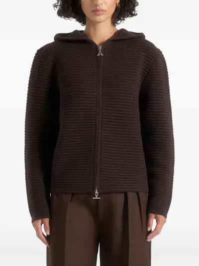 Manière De Voir Eden Hooded Jacket In Brown