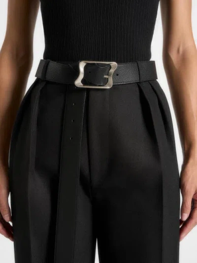 Manière De Voir Eleanor Suede & Leather Statement Buckle Belt In Red