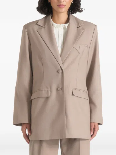 Manière De Voir Elena In Taupe Oversized Open Back Tailored Blazer In Neutral