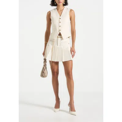 Manière De Voir Elise Tailored Pleated Skort With Belt In White