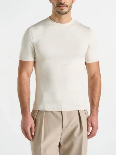 Manière De Voir Ellis Luxe Knitted T-shirt In White