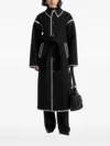 Manière De Voir Elora Blanket-stitch Belted Coat In Black