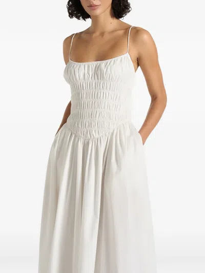 Manière De Voir Elva Smocked-waist Cotton Maxi Dress In White