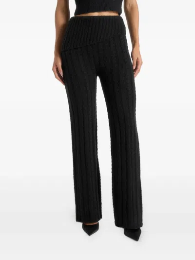 Manière De Voir Elvy Cable-knit Foldover Trousers In Black