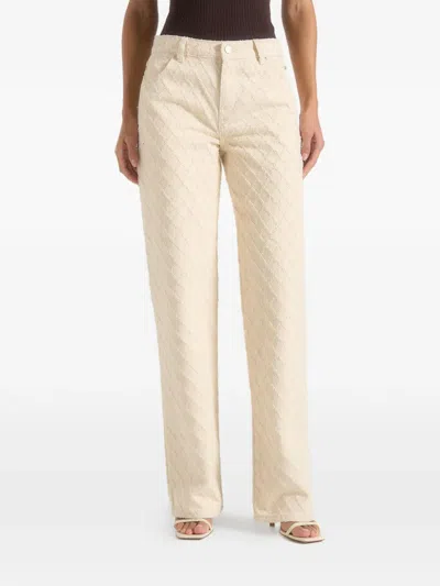 Manière De Voir Elyssa Diamond-stitch Jeans In Neutral