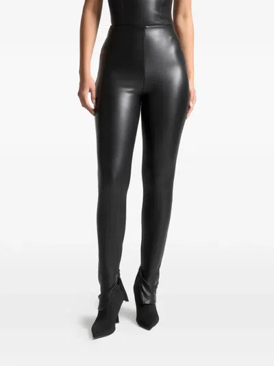 Manière De Voir Embroidery Hem Zip Leggings In Black