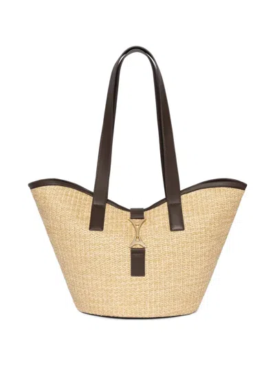 Manière De Voir Emera Raffia Tote Bag In Nude