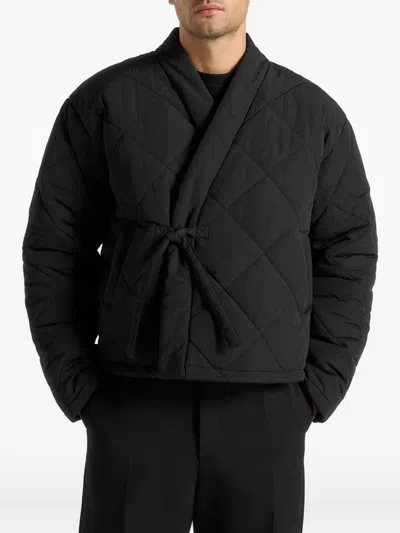 Manière De Voir Emil Quilted Wrap Jacket In Black