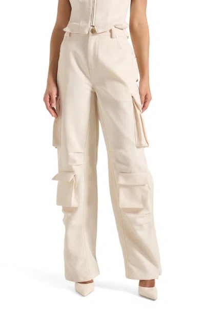 Manière De Voir Emilie High Waisted Utility Cargo Pants In White