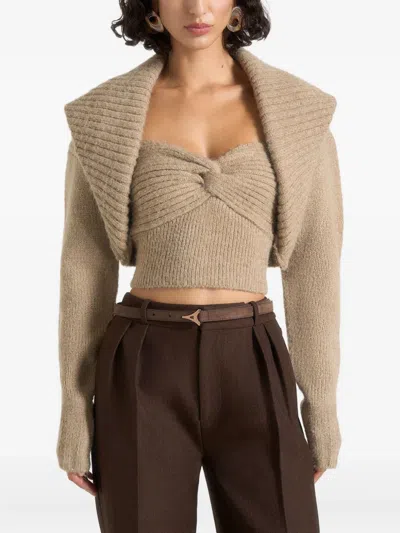 Manière De Voir Emya Twisted Bandeau Shawl Top In Neutral