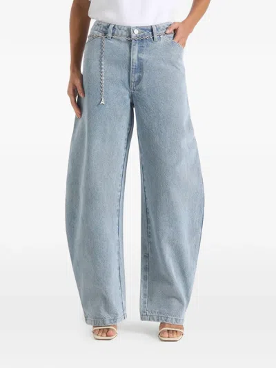 Manière De Voir Enora Barrel-leg Chain-belt Jeans In Blue