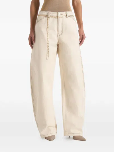 Manière De Voir Enora Belted Wide-leg Jeans In Pink