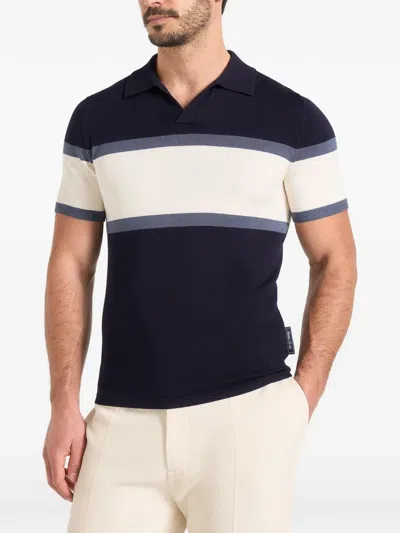 Manière De Voir Enzo Colour-block V-neck Polo T-shirt In Blue