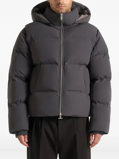 Manière De Voir Eric Puffer Hooded Jacket In Gray