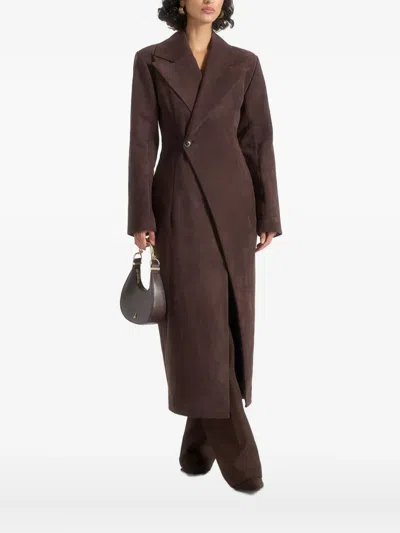 Manière De Voir Asymmetrischer Esma Wickelmantel Aus Wildleder In Brown