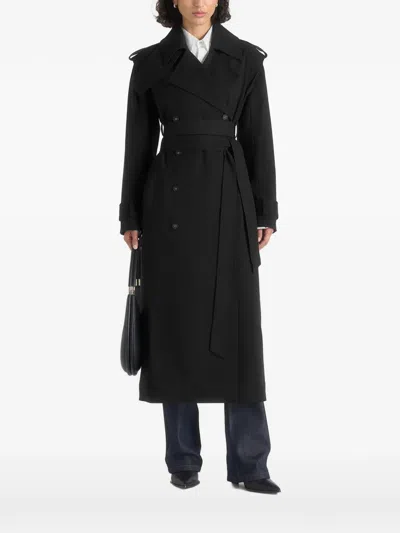 Manière De Voir Esther In Black Tailored Trench Coat With Double Belt