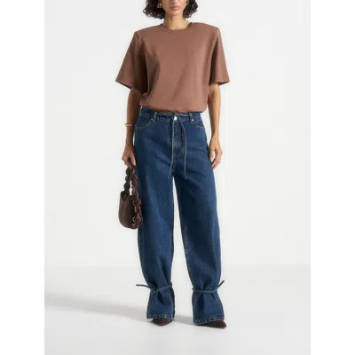 Manière De Voir Faye Wide Mid Rise Jeans In Brown