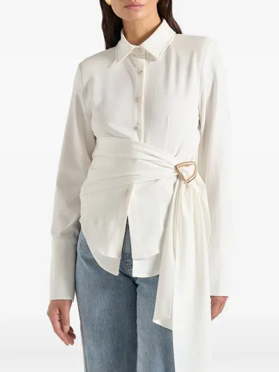 Manière De Voir Fia Wrap Shirt With Hardware Detail In White