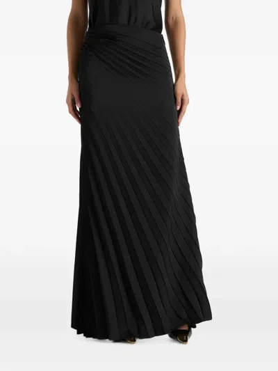 Manière De Voir Fiona Fan-pleat Maxi Skirt In Black