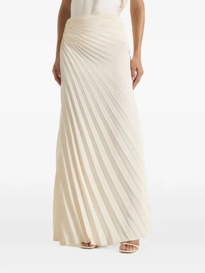 Manière De Voir Fiona In Ivory Satin Fan-pleat Maxi Skirt In Neutral