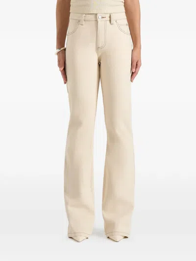 Manière De Voir Flared Contrast-stitch Jeans In Neutral