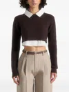 Manière De Voir Flavie Detachable-collar Cropped Top In Brown