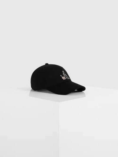 Manière De Voir Floral Eiffel Suede Contrast Cap In Black
