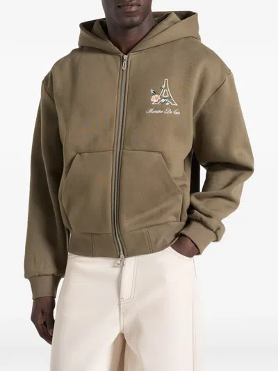 Manière De Voir Floral Zip Hoodie In Brown