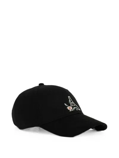 Manière De Voir Floral-eiffel Suede-contrast Cap In Black