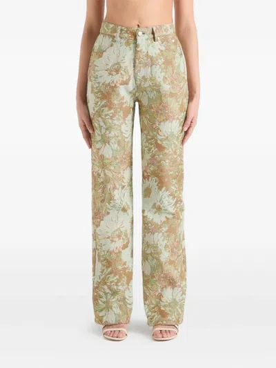 Manière De Voir Florence Floral Jeans In Green