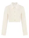 Manière De Voir Florine Contour-piped Cropped Shirt In Neutral