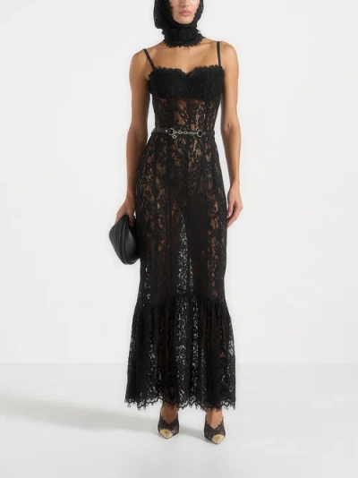 Manière De Voir Freya Lace Maxi Dress With Waist Feature In Black