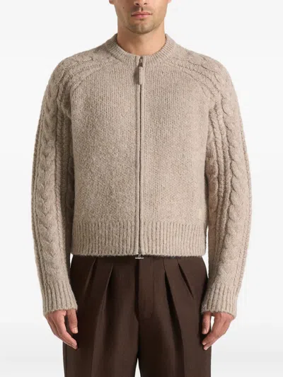 Manière De Voir Gaby Zip-up Cardigan In Neutral