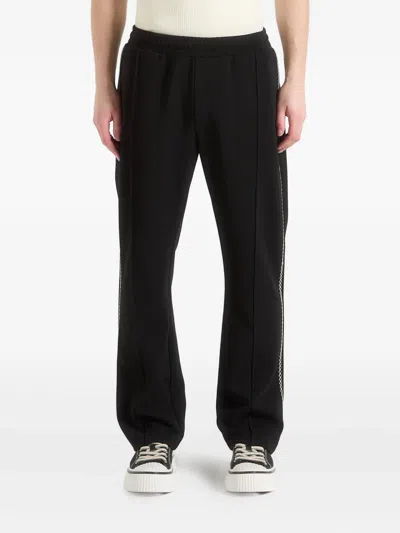 Manière De Voir Gael Whipstitch Side-stripe Trousers In Black