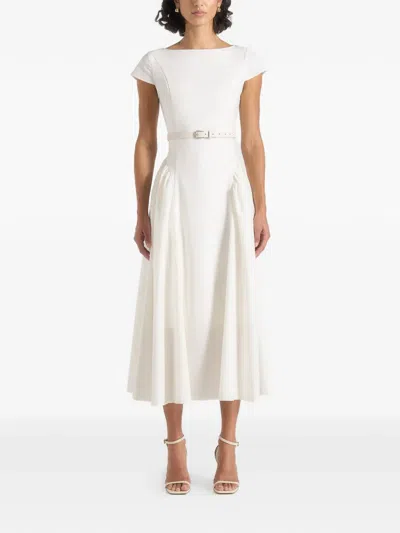 Manière De Voir Gaia Boat Neck Flared Maxi Dress In White