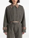 Manière De Voir Galia Herringbone Suede Jacket In Brown