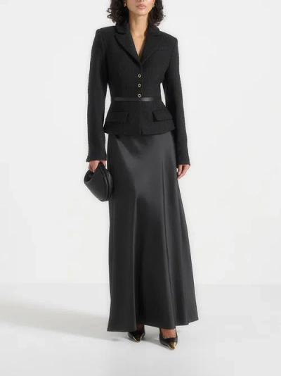 Manière De Voir Grace Boucle Blazer Satin Maxi Dress In Black
